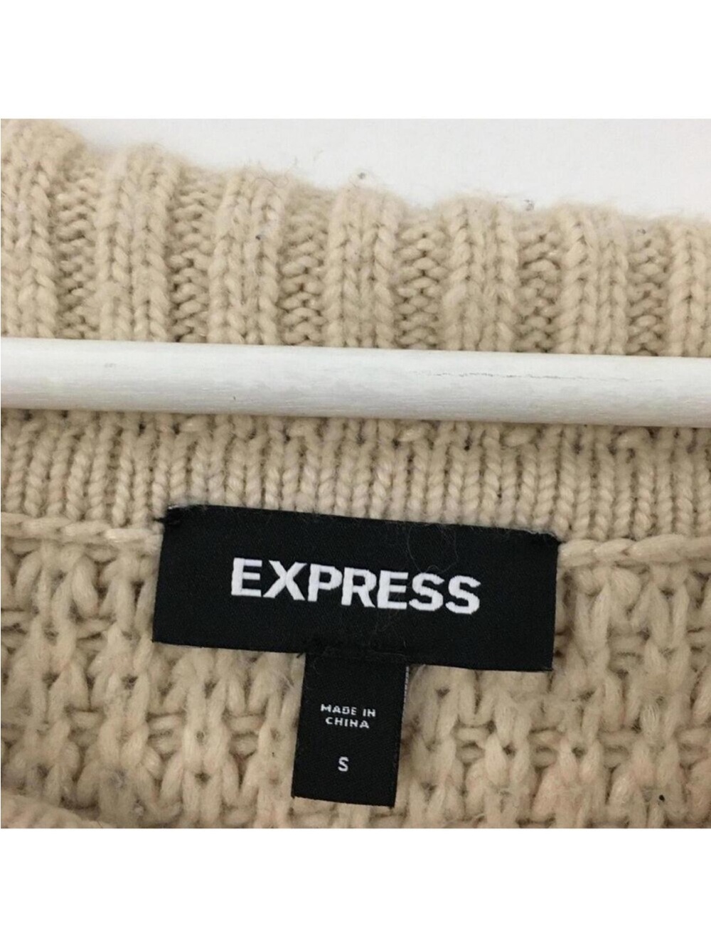 Express Women’s Waffle Knit Cropped Brown Sweater Size S - Picture 3 of 4
